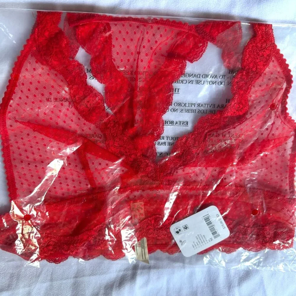 Intimately Free People NWT Midweek Longline Red Bra & Bottoms Set Size M